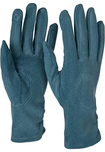 styleBREAKER Gants à écran tactile pour femmes Unicolore, côtés froncés, gants à doigts chauds, hiver 09010037, couleur:Pétrole-bleu Cover