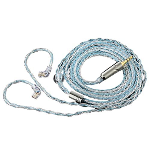 Image of QKZ T1 0.75MM QDC IEM Upgrade Cable, 200 Cores 8 Strand Oxygen Free Copper Silver-Plated Upgrade Cable with 3.5MM Plug ZXN ZXT AK6 Pro KZ ZSN pro x TRN MT1 ZXT (3.5MM, 0.75MM QDC (Blue))