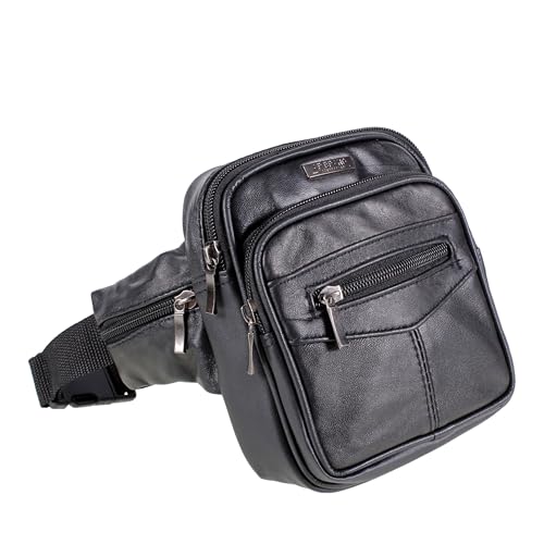 Riñonera de piel auténtica, riñonera impermeable para mujeres y hombres, como cinturón de dinero para viajes, vacaciones, pasear al perro y riñonera para correr