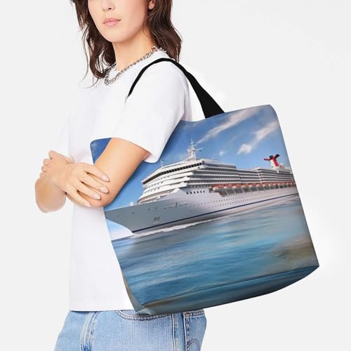 Seaside Cruise Ship Tote Bag Large Women Casual Shoulder Bag Reusable Grocery Bag Fasion Handbag for Office Shopping Travel 6