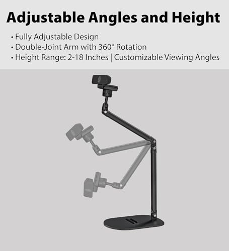 TomGear Verstellbarer Webcam-Ständer, Handy-Halterung – Dual-Handy- Und Tablet-Halterung, Stabile Schreibtischhalterung Mit Flexibler Höhe Und Winkel, Langlebige Aluminiumkonstruktion