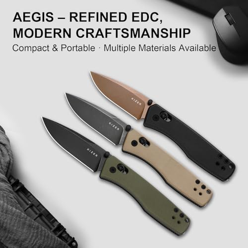 Image of Kizer Aegis EDC Pocket Knife, 2.8 inch D2 Steel Drop Point Folding Knife