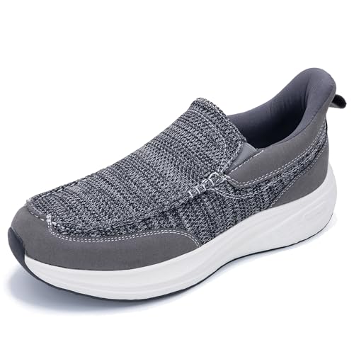 Gyeice Men's Slip on Loafers Walking Shoes with Arch Support | Casual Walking Sneakers | Comfortable Cushioning Shoes for Plantar Fasciitis US 7-13