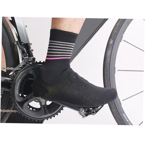 1 par de cubiertas para zapatos de ciclismo para hombre y mujer, calzado exterior cálido para bicicleta compatible con zapatos de carretera y montaña, diseño liso, color negro miniatura 2