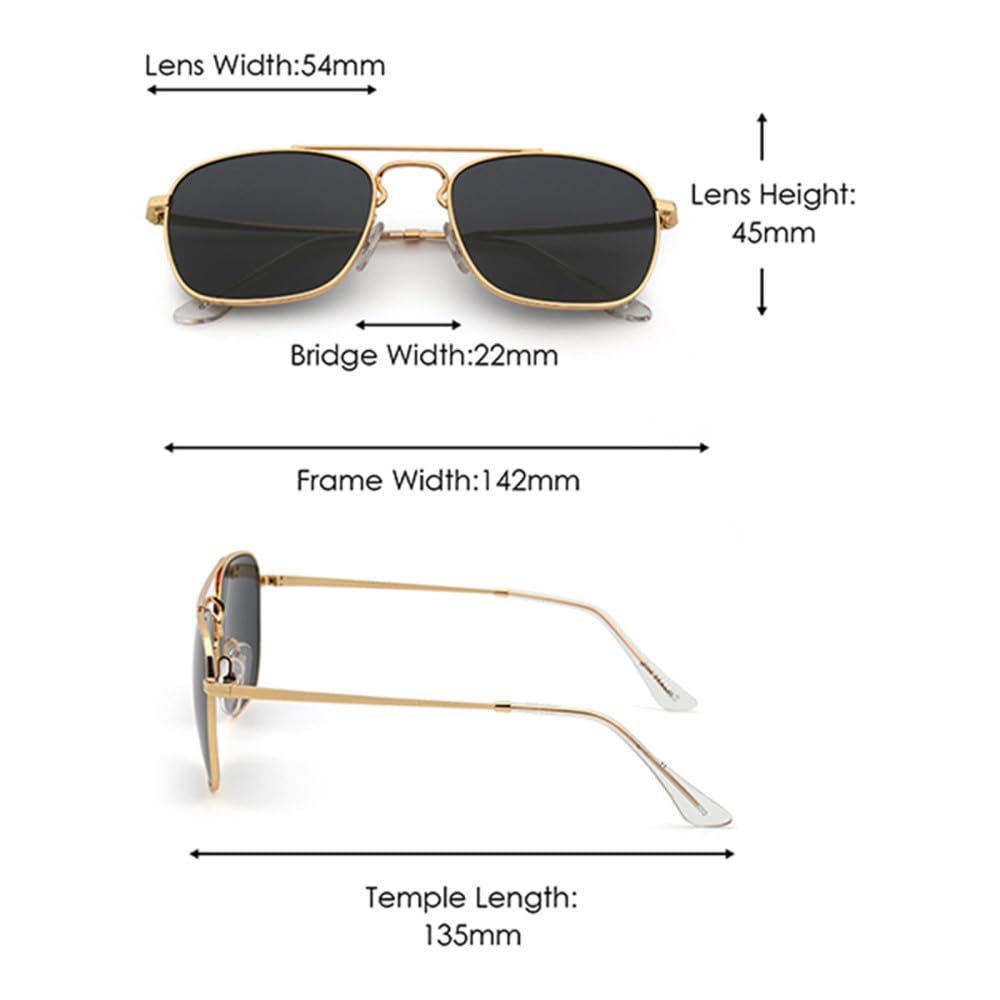 Glaslinsen Herren Damen Sonnenbrille Metallrahmen UV400