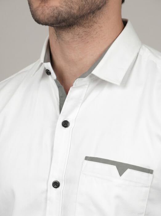 Image of Diverse Men's Cotton Blend Shirt with Pocket Design Spread Collar Full Sleeves Regular Fit and Standard Length | Comfortable Cotton Casual Shirt for Man