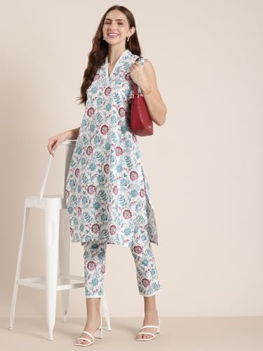 Shiv Textiles Cotton Printed Kurta Set For Women.(St-Kp-202-White-Xl)