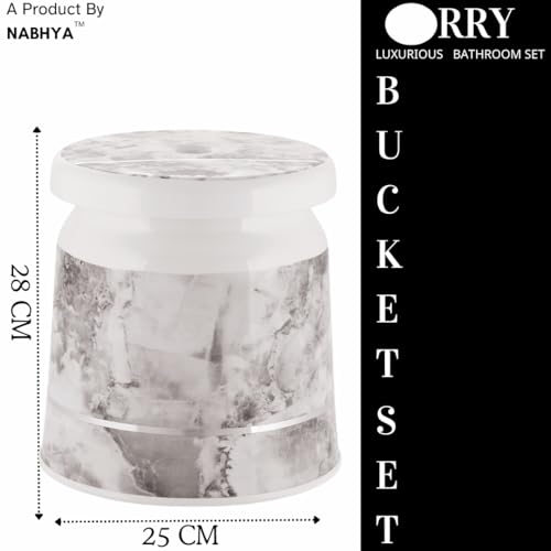 Nabhya 3 pcs Bathroom Accessories Set Plastic Bath Set Bathroom Bucket 20Ltr, Mug and Stool 3 Piece Combo Set for Home, Kitchen & Bathroom (White)