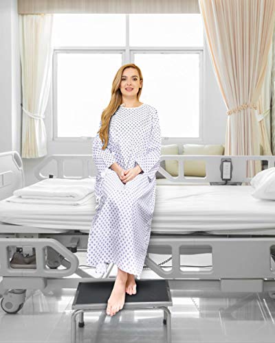 LUXCARE Comfortable Hospital Gowns for Men and Women [6 Pack] Unisex Patient Medical Gowns Fits All Sizes up to 2XL, Easy-on Hospital Gown for Elderly, Hospice, Home Care, Labor and Delivery - Thumbnail 4