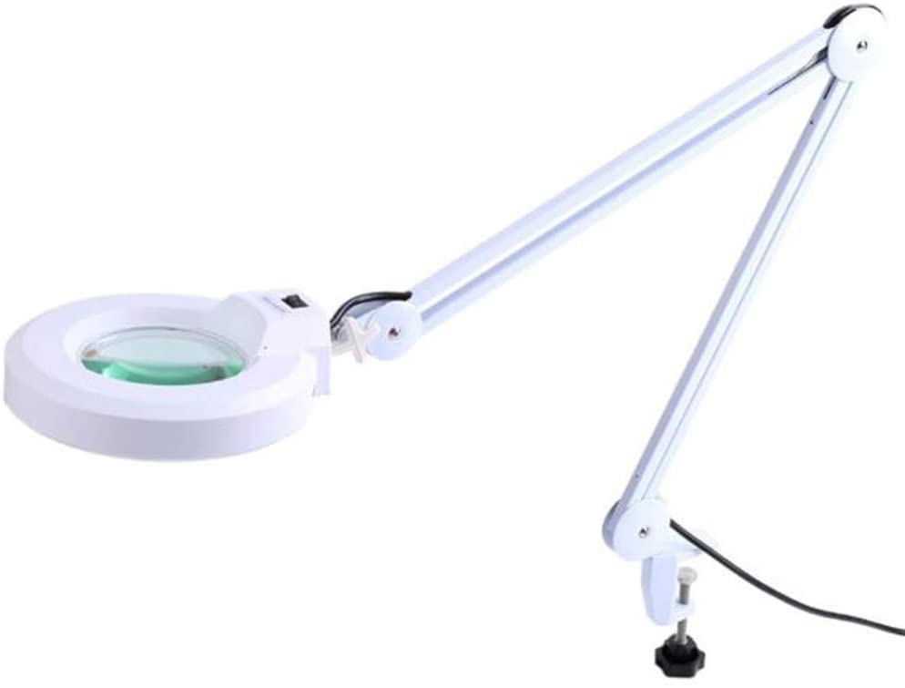 Lampe loupe LED 5X à grand verre 127mm et pince métallique pour un éclairage de bureau ciblé
