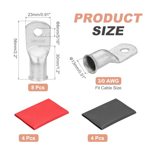 Terminales de anillo 3/0 AWG de cobre con termorretractil sourcing map 2