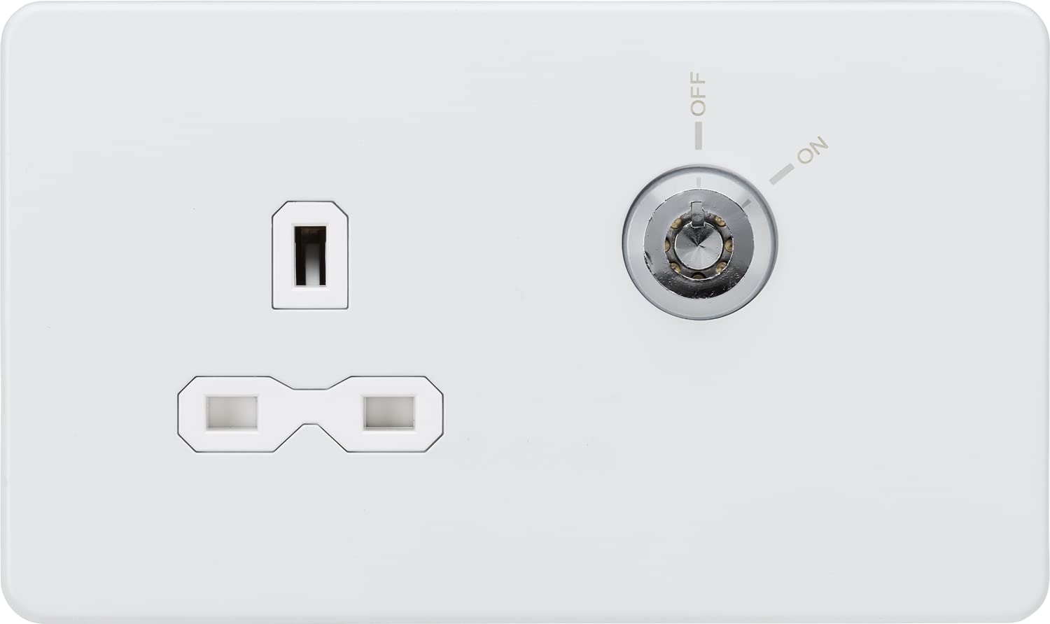 Knightsbridge 13A 1G DP Lockable socket - Matt White with white insert (SFR9LOCKMW)
