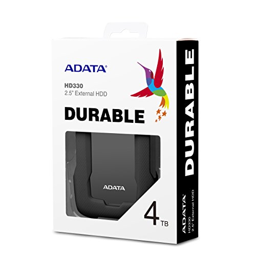 Image of ADATA HD330 4TB Tough Thin Sleek Rugged External Hard Drive with Shock Sensors (Black)