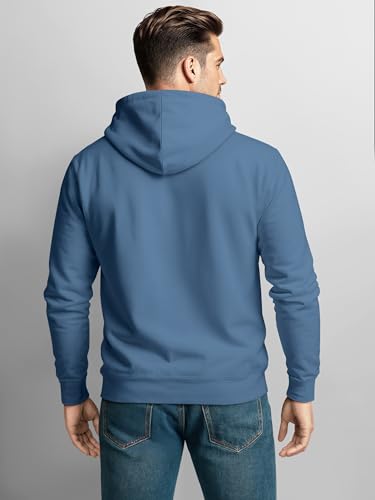 Neverless® Hoodie Herren Print Aufdruck Hirsch Wald-Tiere Kapuzen-Pullover Männer Outdoor Fashion Streetstyle Indigo-Blue XL
