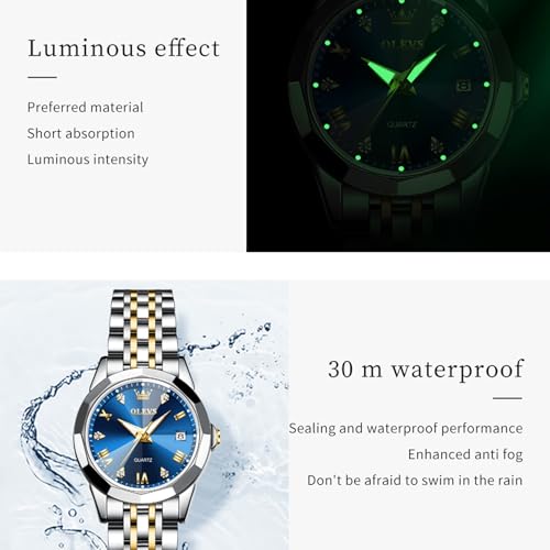 OLEVS Womens Wrist Watches Ladies Female Leather Band Brown Fashion Gold Wate...