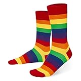 Zando LGBTQ Pride Crew Socks Rainbow Striped Socks Rainbow Lgbtq Stuff Gifts for Gay Men Red Stripes Novelty Pride Parade Festivals Cotton Size 10-13