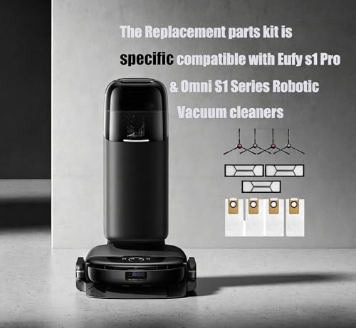 Image of Omni S1 Pro Replacement Parts Accessories for Eufy Omni S1 /S1 Pro Robot Vacuum: Main Brush X1, Side Brush X4, Washable Filter X3, Dust Bag X4, Rolling Mop X1 13-Pack