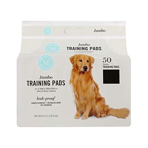 Martha Stewart Pets Jumbo Training Pads for All Dogs & Puppies | Extra Large Dog & Puppy Pads, White, 28" x 30", 50 Count Cover