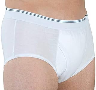 Mens Incontinence Briefs 3-Packs Men’s Incontinence Underwear Cotton Washable Reusable Incontinence Underwear for Men, Built in Cotton Pad, Large