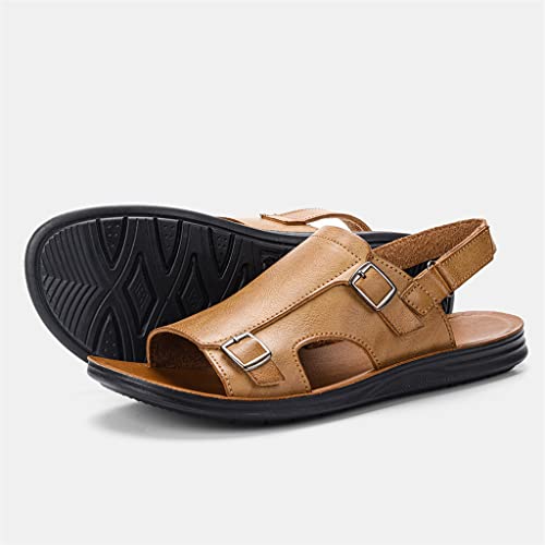 Lightweight Sandals for Men Casual Breathable Beach Designer Leather Men Shoes(Black,42)3