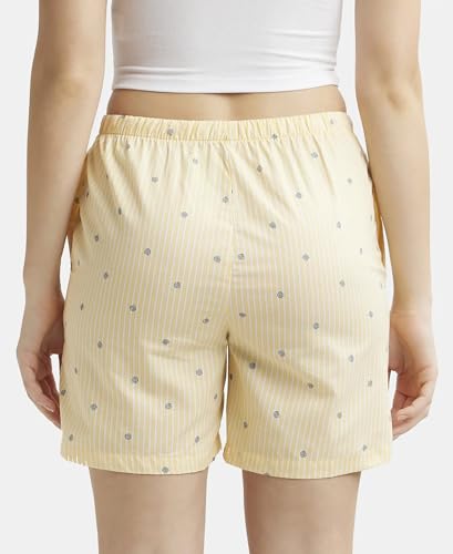 Image of Jockey RX15 Women Super Combed Cotton Yarn Dyed Woven Relaxed Fit Striped Shorts with Side Pockets (Colors & Prints May Vary)