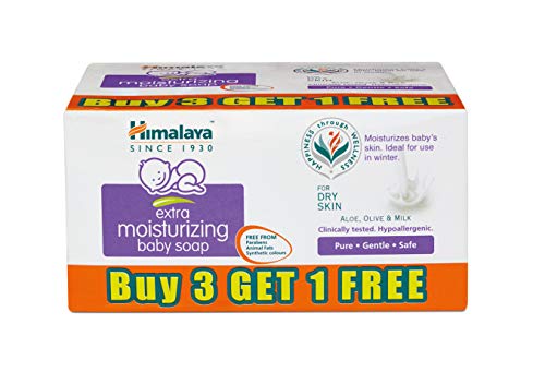 Image of Himalaya Extra Moisturizing Baby Soap (75G, Buy 3 Get 1 Free)&Extra Moisturizing Baby Wash, 400 Ml