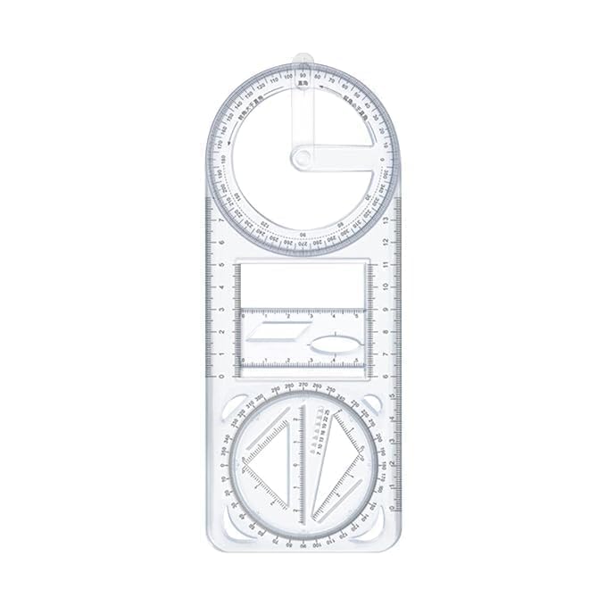 Multifunctional Geometric Math Ruler – All-in-1 Transparent Drawing Tool for Angle,Circle & Lines, Movable Measuring Template for School Students,teacher,designer,Office,Artist & Architects (1 Ruler)