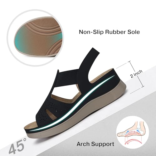 Image of SHIBEVER Wedge Sandals Women Comfortable: Sandals for Women 2026 Dressy Summer Ankle Strap Open Toe Low Heel Platform Wedges Shoes