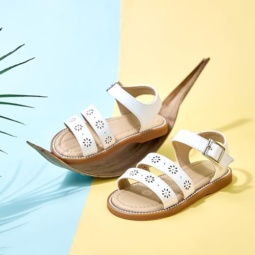 Image of Kolan Toddler Girl Sandals Open Toe Flat Princess Dress Shoes Little Kids