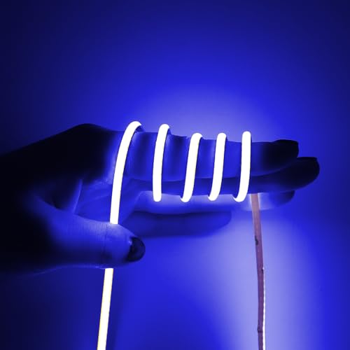 MALIIGAZA Led Strip COB 24V 5m Bleu, Ruban LED 3mm Ultra Mince Éclairage de Nuit pour Escalier et Couloir, 400LED/m Lumière Continue Sans Points, Bande Autocollante 5 Mètres (Sans Adaptateur Secteur)
