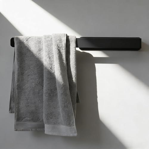 LINTRA Toalleros de Baño 37 cm, Hierro Colgador Toalla Baño, Negro Toallero Pared, Brazo Único Toalleros de Barra, con Accesorios de Montaje, para Baños, Cocina