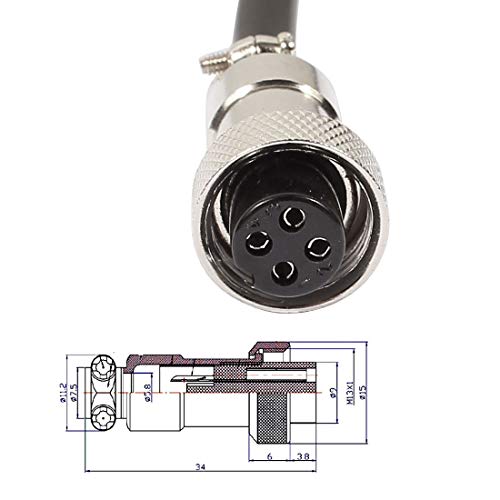 Image of uxcell GX12 4 Pins Double Female Head Aviation Socket Connector Electrical Cable 2m
