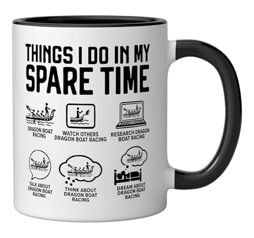 Taza cerámica Dragon Boat Racing 11 oz negro/blanco miniatura 2