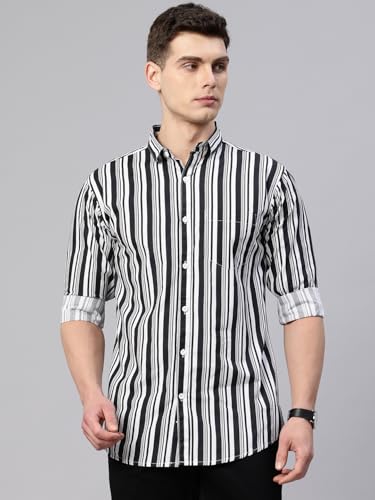 Image of Majestic Man Men's Standard Slim Fit Striped Pure Cotton Casual Shirt