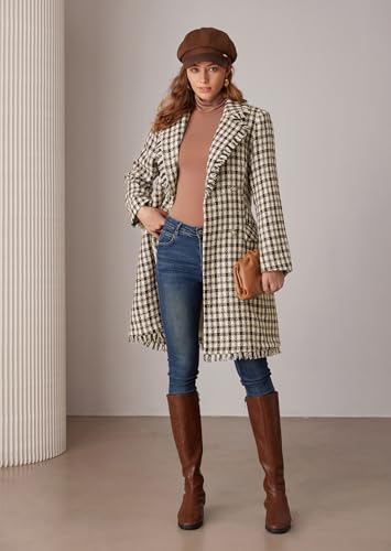 GRACE KARIN Trench Coat for Women 2024 Winter Coat Notch Lapel Double Breasted Thick A Line Pea Coat Jacket with Pockets3