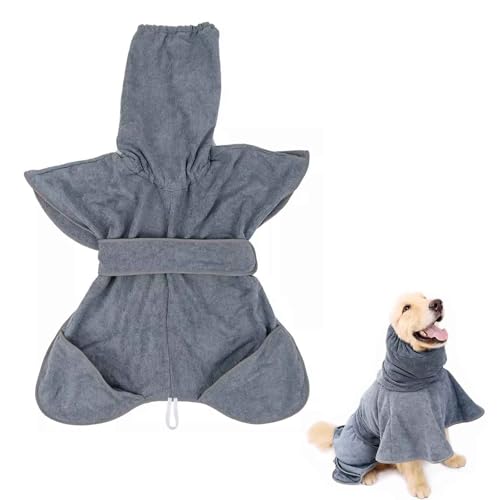PJDDP Hundebadetuch Extra Saugfahig, Verstellbares Halsband Und Taille Bademantel Gross,Dryup Cape, Geeignet Für Große Und Mittlere Hunde,XL