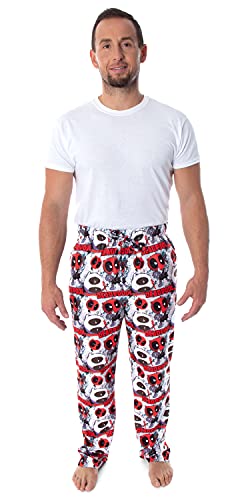 Marvel Men's Deadpool Heads Will Roll! Chibi Character Print Adult Sleep Lounge Pajama Pants4