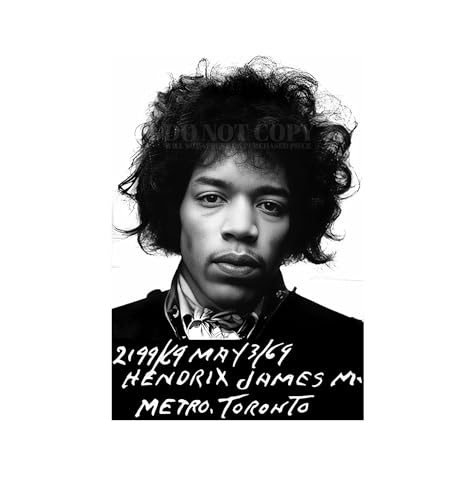 Foto de Jimi Hendrix Mugshot ideal para decorar tu estudio de música con un toque de rock clásico