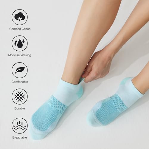 CS CELERSPORT 5 Pairs Women's Ankle Running Socks Cushioned Athletic Sport Socks with Tab3