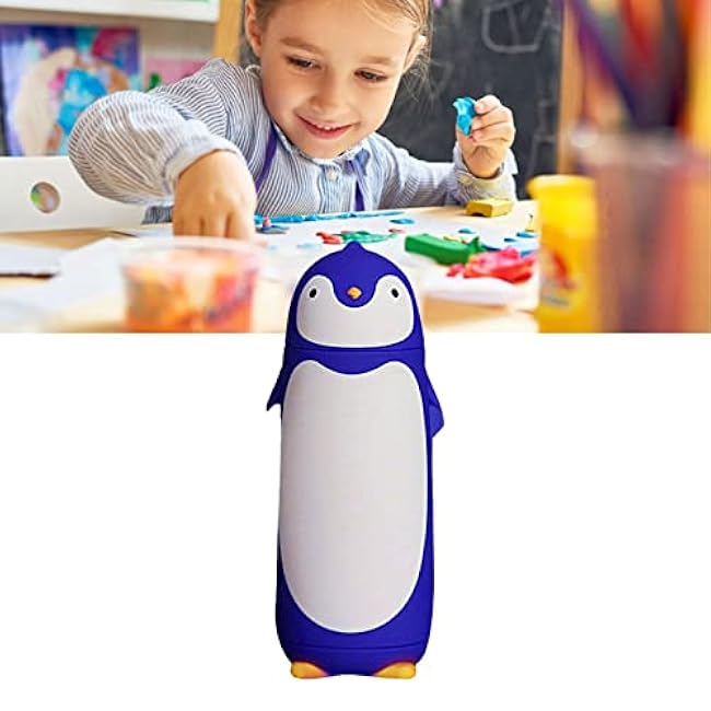 Fdit Stainless Steel Penguin Vacuum Insulated Tumblers Travel Mug Tea Water Bottle Coffee Flask for Home Office School (Blue)