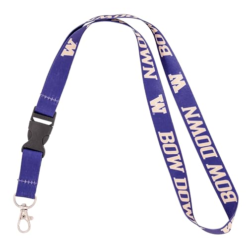 Desert Cactus University of Washington Lanyard Huskies U of W Car Keys ID Badge Holder Lanyard Keychain Detachable Breakaway Snap Buckle (Purple)
