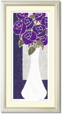 Amazon Co Jp 白の花瓶と紫の薔薇 藤谷壮仁郎 Soujirou ジークレー版画作品 Fwシリーズ Flower Art 絵画通販 ホーム キッチン