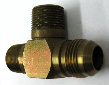 AF 2607-04-02-02 - 1/4 Male JIC 37 Degree Flare (7/16''-20 Threads) X 1/8 Male Pipe (.405''-27 Threads) X 1/8 Male Pipe (.405''-27 Threads) Run Tee