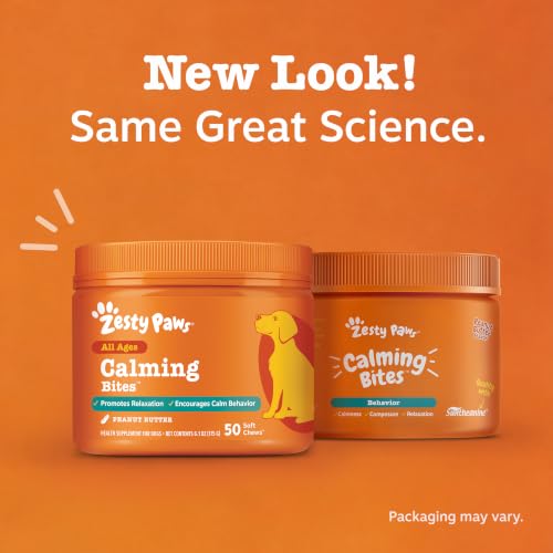 Image of Zesty Paws Calming Chews for Dogs - for Everyday Stress, Relaxation, Composure, and Separation Peanut Butter 50 Count