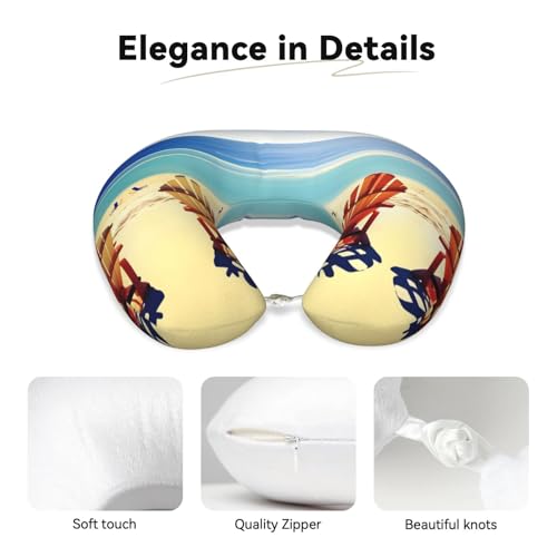 Almohada de viaje con diseño beach scene negra miniatura 4