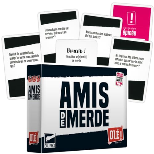 Olé! Studio Amis DE Merde – Le Jeu Qui ruine Vos amitiés ! Qui Sera l’ami de Merde de la soirée ? - Jeu de Cartes - Jeu de société Amusant pour...