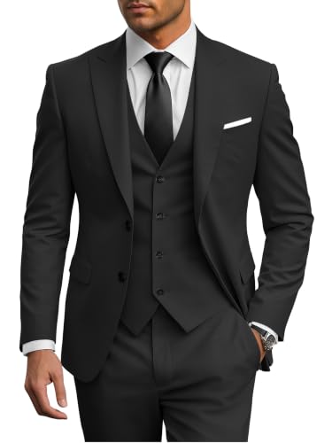 Image of Wangyue Men's Suits 3 Piece Slim Fit Wedding Suits for Men Formal Business Suit Party Prom Tuxedo