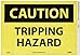 NMC C404PB OSHA Sign, Legend "CAUTION - TRIPPING HAZARD", 14" Length x 10" Height, Pressure Sensitive Adhesive Vinyl, Black on Yellow