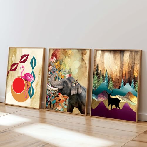 Image of kotart Modern Wall Art Framed Painting for Wall Decoration - Wall Paintings for Living Room, Bedroom - Set of 3 - D (Art 4, 19x25 inch)