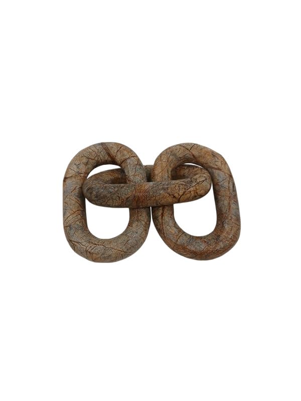 Brown Marble 3-Link Chain Handcrafted Decorative Stone Accent for Coffee Table, Bookshelf, or Modern Home Styling 3
